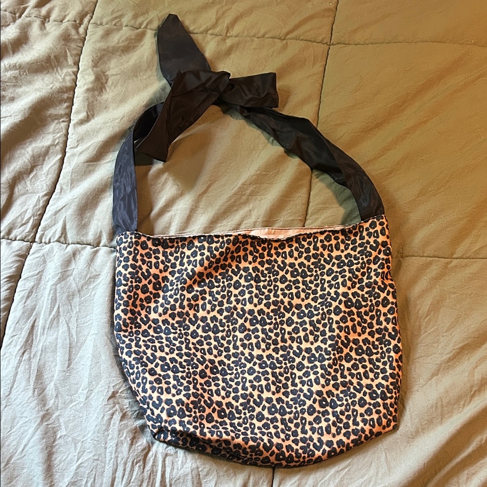 Leopard Print Women's Bag with Black Strap